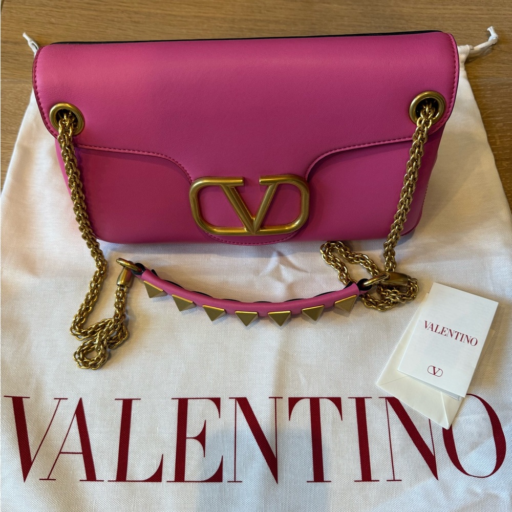 Valentino VLogo Leather Shoulder Bag